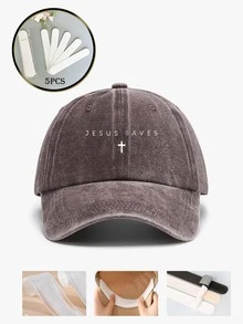 經典復古 Y2K 水洗「Jesus Saves」原創棒球帽卡車帽，男女通用，適合四季春夏秋冬，情人節、單身派對、父親節、母親節、教師節、開學季、萬聖節、新娘、學生、教師的完美禮物，女性夏季旅遊海灘必備，女性海灘帽，新娘婚禮必備，粉色、黑色波多黎各休閒女款卡車帽配件 - A - 查看 7