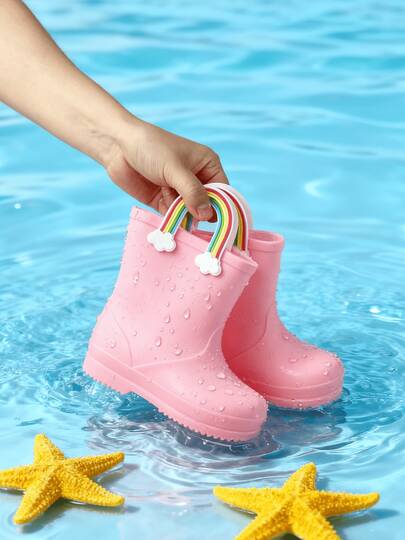 HAHABOBO New Girls' Fashionable, Lightweight, Comfortable, Easy To Wear Pink Cute Rainbow Cloud Pattern Accessories, Suitable For Outdoor, School, Water Activities, Hiking, Adventure In Spring, Summer, Autumn, Suitable For Rainy Season And Commuting