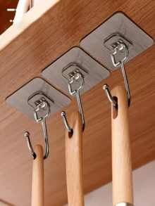 10/6/1pc Stainless Steel Wall Mounted Hook, Reusable For Bathroom And Kitchen Towel/Robe Hanging, Seamless Design, Waterproof And Oil-Proof, Easy Installation, Brushed Surface, Suitable For Bathroom, Kitchen, Clothing And Shower Practical Hook, Bathroom Accessories - Multicolor - View 6