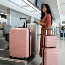 This Set Includes A 20-Inch PP Softshell Carry-On Suitcase And A 14-Inch PP Softshell Cosmetic Bag. Features Silent Swivel Wheels For 360° Rotation, A Durable And Wear-Resistant Patchwork Design, Making It The Perfect Choice For Business Trips Or Travel. Available In Rose Gold. - Rose Gold - View 7