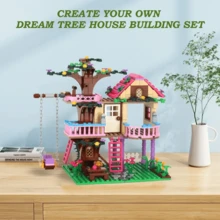 504pcs Dream Cit Fantasy City Friendship Tree House Castle Swing Building Block Street Scene Series House Building Block Model Assembly Toy Gift - Mint Green - View 8