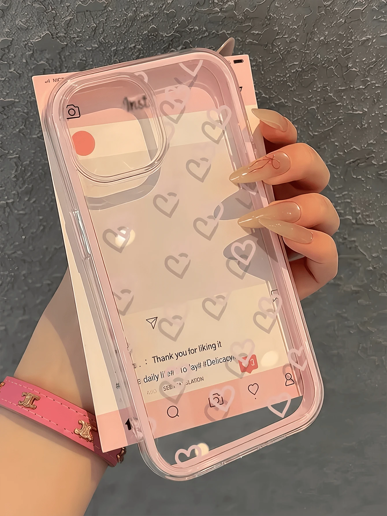1 pieza Funda de teléfono de TPU a prueba de golpes con cobertura total y diseño minimalista de corazón hueco en color rosa, compatible con Apple 17, 16, 15, 14, 13, 12, 11 Pro Max, Air - Multicolor - Ver 1