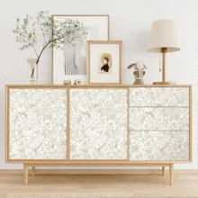 1 Roll Beige French Self-Adhesive Wallpaper - Bird & Plant Print Pattern, Waterproof And Moisture Proof, Removable And Reusable Wallpaper Sticker, Applicable For Living Room, Bedroom, Dining Room, TV Background Wall, Home Decor, Cabinets, Tables, Shelves, Furniture Renovation, Size 44*300/500/1000cm - Multicolor - View 9