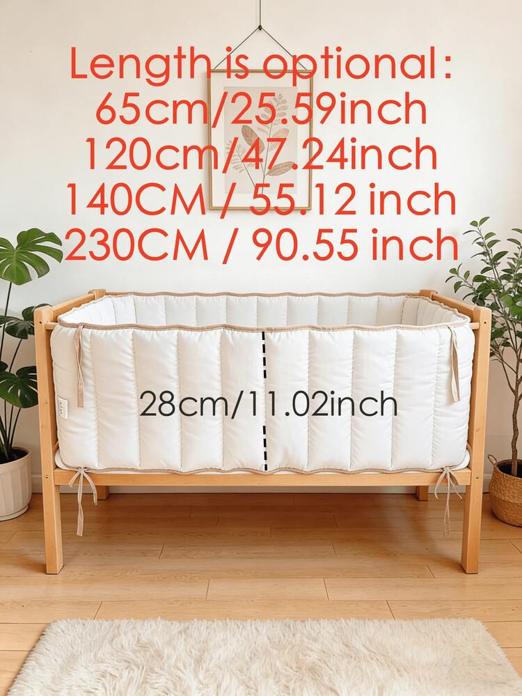 1 pieza Protector de cuna para bebé, Cojín suave, Protector de barandilla de cuna de una sola pieza, Forro de cuna, unicolor minimalista, Decoración de cuna estilo Ins, Regalo para recién nacido - Marco de cama 3D - Añade 2