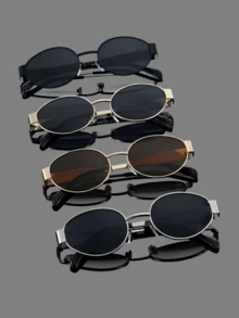 1/4pcs Metal Geometric Full Frame Classic Fashion Glasses, Suitable For Back To School, Music Festivals, Beach Parties, Fishing, Driving, Golf And Other Occasions - Multicolor - View 2