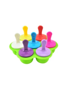 1个硅胶七孔冰棒模具，多功能硅胶冰棒模具，冰淇淋模具，DIY儿童自制冰淇淋模具，家用多功能冰淇淋模具，厨房用具，冰棒，水果，冰淇淋，刨冰，冰块，婴儿辅食，布丁，蛋糕，食品，家庭，厨房，家居 - 彩色 - 查看 14