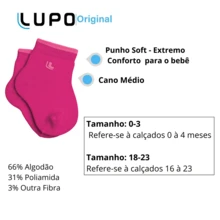 LUPO Kit 03 Pairs Of Baby Socks Mid-Calf Lupo Baby Toddler Boy And Girl RN 02165-089 - 玫紅色 - 查看 6