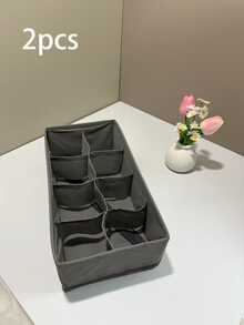 6/7/8/24 Grid Gray Non-Woven Fabric Drawer Storage Compartment, Foldable Wardrobe Storage Basket, And Fabric Storage Box, Used For Storing Clothes, Socks, Underwear, Bras, Ties, And Accessories - View 11