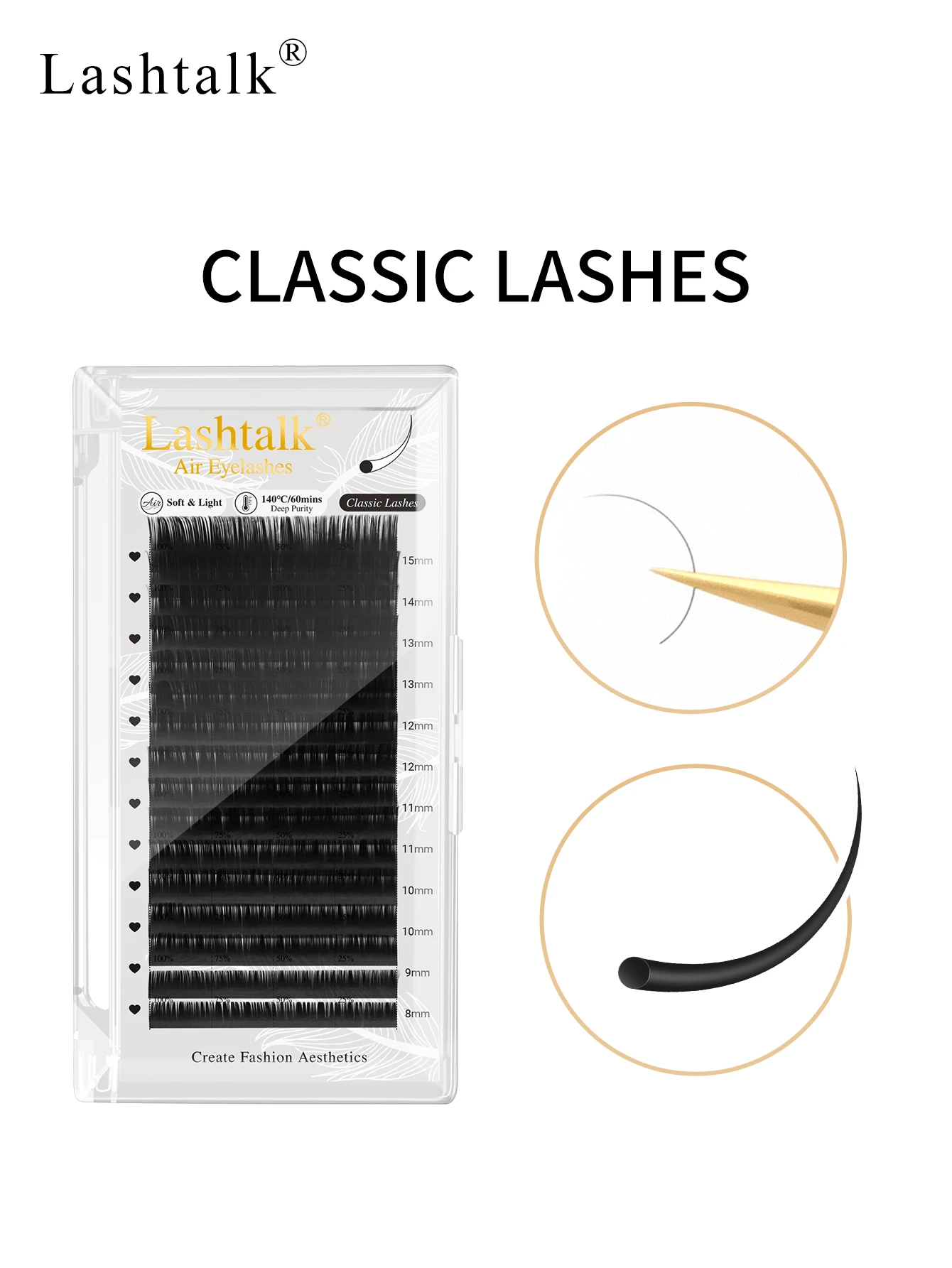 Lashtalk 1盒经典单簇假睫毛，8-15毫米，浓密自然柔软，专业沙龙品质睫毛嫁接