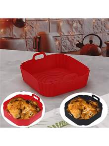 Kit 3 Formas de Silicone 16x16cm Assadeira Air Fryer e Forno Forma para Fritadeira Elétrica com Alça - Quadradoo - Visão 6