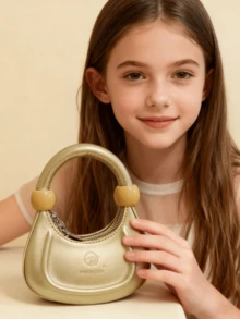 儿童新款新月手提包，时尚迷你包，适合小女孩，可作化妆包、零钱包、个性化精致小包、节日礼物、公主风休闲包，金色、银色、黑色、白色、粉色可选，可爱小包 - 彩色 - 查看 13