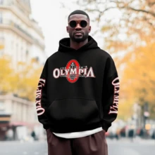 Olympia Gym Fitness Performance Bodybuilder Unisex Kangaroo Hoodie Sweatshirt - 黑色 - 查看 2