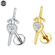 1pc Titanium Heart Zirconia Tragus Helix Piercing Internally Threaded Stud Earrings Ear Cartilage Jewelry For Women - TC357 - View 2