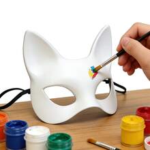 1PC Halloween Carnival Mustic Festival Easter Party Costume DIY White PU Leather Cat Cosplay Masks - White - View 1