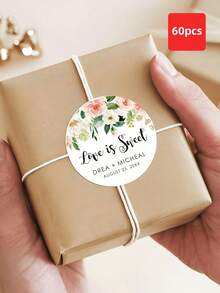 1/30/60/120pcs Customized Round Label Stickers, Personalized Wedding Stickers, Floral Pattern Stickers, Customized Name Stickers, Waterproof Stickers, Perfect For Weddings, Baptism Gifts, Candy Box Sealing, Gift Boxes, Anniversaries, Gift-Ready, Envelope Seals - Multicolor - View 32