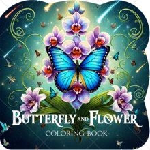 Libro para colorear con patrones asimétricos de mariposas y flores para adultos, libro de dibujo lindo para niños, regalo perfecto para fiestas y cumpleaños - Mariposas y flores - Ver 2