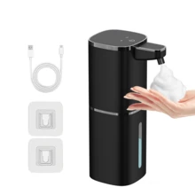 DONASIRA Novo lançamento, 1 dispensador automático de sabonete, dispensador de sabonete líquido, dispensador de loção, ativado por sensor sem toque, grande capacidade de 400 ml, recarregável por USB, design minimalista, disponível em branco e preto, adequado para banheiro, cozinha e muito mais, fácil de usar, altamente prático! - Branco ou preto - Ver 17