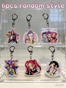 6Pcs K-Pop Girl Group Acrylic Keyrings Set, Bag Charms Merchandise, Perfect For Holiday Gifts, Fan Collections & Daily Style - Multicolor - View 9