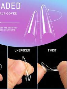 120片透明假指甲，长款尖头，半覆盖式，带盒，适用于亚克力美甲延长工具 - 無色 - 查看 4