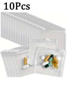 10/30/100pcs Reusable Zipper Seal Transparent Plastic Bags Travel Jewelry Medicine Storage Bags, With Sliding Lock Self-Sealing, Portable Storage Bag Set Suitable For Medicine Small Items, Back To School Essential - Clear - View 9
