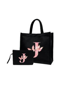 女士大容量手提包，印有粉色蝴蝶和字母A-Z，可折叠耐用，可作购物袋、便携手提包、旅行化妆包、零钱包，适合度假、聚会、购物、工作、通勤等场合，是生日、返校、婚礼、母亲节、复活节的理想礼物，也是春夏必备单品。 - 彩色 - 查看 29