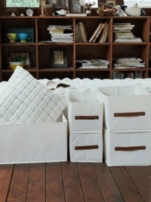 Caixa organizadora dobrável estilo guarda-roupa, em tecido Oxford, na cor off-white (1 unidade), sem compartimentos. Ideal para a primavera, moletons, suéteres de manga comprida, etc. Perfeita para decoração de primavera, decoração de quarto, decoração de casa, decoração de outono, organizador de armazenamento e item essencial para viagens. - Multicolor - Branco - Ver 5
