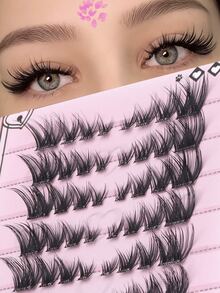 64pcs Self-Adhesive False Eyelashes, Natural Appearance, C-Curl Individual Lashes, Natural & Long-Lasting, Ultra-Light & Soft, Reusable, Suitable For Daily Life, Weddings, Dates, Parties, Music Festivals, And Various Occasions - C - 查看 6