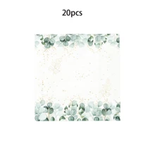 10pcs/20pcs Sage Green Leaves Color Party Supplies Serve Guests Eucalyptus Flowers Disposable Paper Plates Napkins And Cups For Bridal Baby Shower Birthday Wedding Party Decorations - Multicolor - View 14