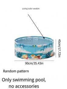 Tropical Family Fun Round Swimming Pool - No Inflation Needed, Foldable, Easy To Store, Perfect For Backyard Parties And Indoor Play, Blue Palm Tree Design, Leisure Pool | Summer Vibe Pool Pool, Pool Float - C - View 3