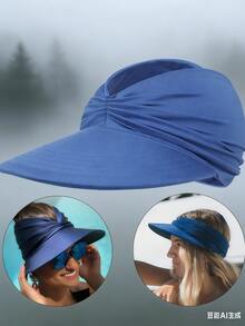 1pc Women's Wide Brim Sun Hat, UPF 50+ UV Protection, Foldable Summer Beach/Golf Sun Visor - A - View 13