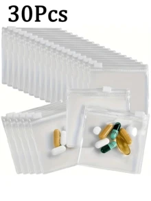 10/30/100pcs Reusable Zipper Seal Transparent Plastic Bags Travel Jewelry Medicine Storage Bags, With Sliding Lock Self-Sealing, Portable Storage Bag Set Suitable For Medicine Small Items, Back To School Essential - Clear - View 8