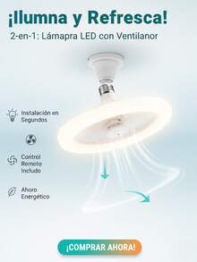 Ceiling Fan With White LED Light And 5 Blades - White - View 7