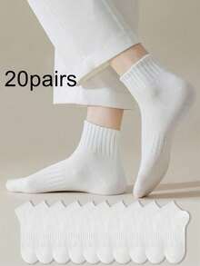 10 đôi tất thể thao cổ ngắn họa tiết unisex, thích hợp cho các cặp đôi, quà tặng cho mùa xuân, hè, thu. - trắng - Xem 9