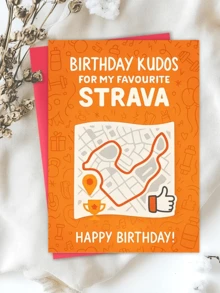 1张Strava主题生日贺卡（含信封） - 健身应用主题，生日祝福，跑步、骑行、游泳、健身房 - 送给Strava用户、健身爱好者和成年人的完美礼物 - 生日派对装饰，生日贺卡 - 多色 - 查看 5