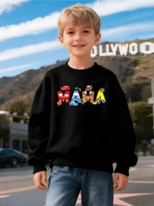Disney A Cute Boy's Outfit With Cartoon Characters From Toy Story Printed On Both Sides, And A Stylish Round Neck Sweatshirt. Comfortable And Loose, Elastic And Breathable, Machine Washable. Multi Functional Top, Suitable For - màu đen - Xem 2