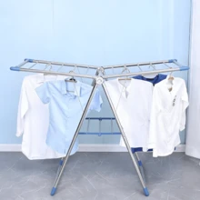 1个多功能可折叠晾衣架，X型晾衣架，塑料/金属材质，小巧紧凑，适合阳台和室内使用，无需安装 - 彩色 - 查看 3