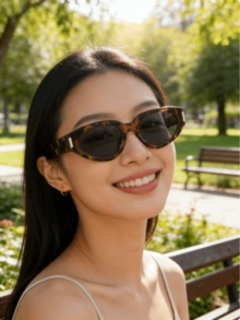 一副全新椭圆形塑料镜框眼镜，男女皆宜的波西米亚风格，适合派对、运动、郊游、度假、旅行、海滩、驾驶、街头、假期、钓鱼、户外活动、街头服饰等场合。 - 彩色 - 查看 4