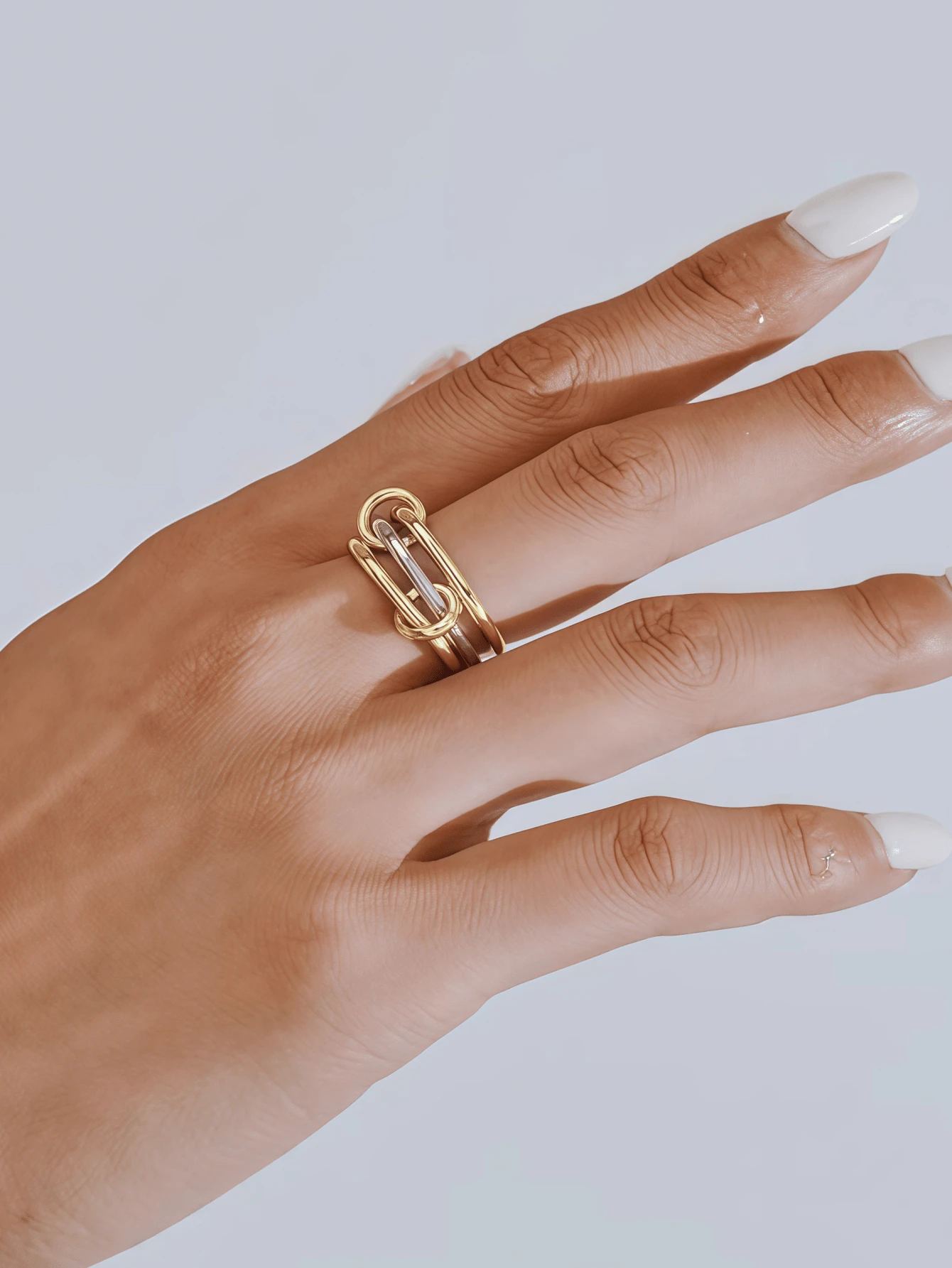 1 chiếc nhẫn xoay may mắn bằng thép không gỉ mạ vàng 18K nhiều lớp dành cho nữ, phong cách Boho, trang sức vàng, trang sức thép không gỉ, nhẫn vàng dày, quà tặng thanh lịch - Nhiều màu - Xem 1
