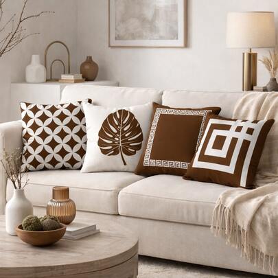 Kit 4 Capas de Almofada 45x45 Microfibra Sublimada com Zíper | Várias Estampas Decorativas