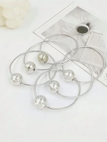 6个装女士简约百搭金银色球形发圈，高弹力发带，适用于丸子头、马尾辫，不伤发。 - 銀色 - 查看 13