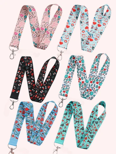 1pc Medical Themed Heart Needle & Tube Printed Id Card Lanyard , Suitable For Phone Lanyards, Game Consoles, Camera Lanyards, Document Lanyards, Access Passes, Transportation Cards, Work Permits, Venue Certificates, Concerts, Cocktail Parties, Etc.Ideal For Boyfriends, Girlfriends, Family Members, Doctors, Nurses, Party Gifts, Cell Phone Decorations, , Christmas Gifts And More.