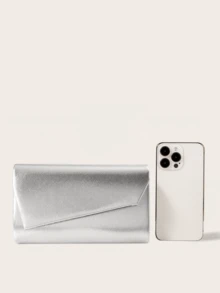 REMANLAND Luxury PU Solid Color New Women's Clutch Bag, Glamorous And Fashionable Flap Party Evening Bag With Hidden Card Slots And Compartments, Detachable Metal Chain Shoulder/Crossbody Strap, Suitable For Parties, Galas, Gatherings, Weddings, And Makes A Great Gift - Silver - View 8