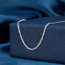 1件女士简约闪亮银色脚链，优雅简约铜质沙滩脚链 - 銀色 - 查看 3