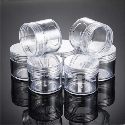20pcs Transparent Plastic Bottles, Mini Cosmetic Containers, Suitable For Storing Manicure Accessories, Powder, Lip Balm,For Eye Shadow Balm And Lip Balm, Travel Size Makeup Sample