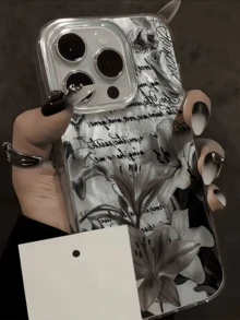 1 件装羽毛雪纺英文标语花卉简约全包覆 TPU 防震手机壳，兼容 Apple 17、16、15、14、13、12、11 Pro Max、Air、Series - 彩色 - 查看 4