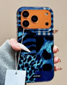 Luxury Leopard Print Patchwork Wavy Eagle Claw Tiger Stripe Phone Case, Compatible With IPhone 17 Pro Max, 17 Pro, 17 Air, 17, 12, 13, 14, 15, 16 Pro Max, 14 Plus, 15 Plus, 16 Plus, 11, 17, 16, 15, 14, 13, 12, Glossy Protective Cover Travel Essential - 藍色 - 查看 6