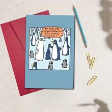 1 Fun And Creative Birthday Card | Penguin Without Coat With Humorous Text And Graphic, Includes Envelope, Perfect Gift For Family, Colleagues, Friends, And Siblings - Red Envelope + Greeting Card - View 7