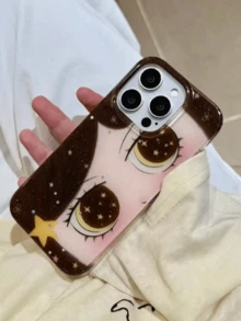 1pc Cute Cartoon Big Eye Pattern Personalized Phone, Fashionable Style Protective Cover, Suitable IPhone17/IPhone17 ProMax/IPhone16 Pro/IPhone15 Pro/IPhone14/IPhone13/12/11, Suitable As Family/Friends//Girlfriend Valentine's Day Gifts - Màu be - Xem 3