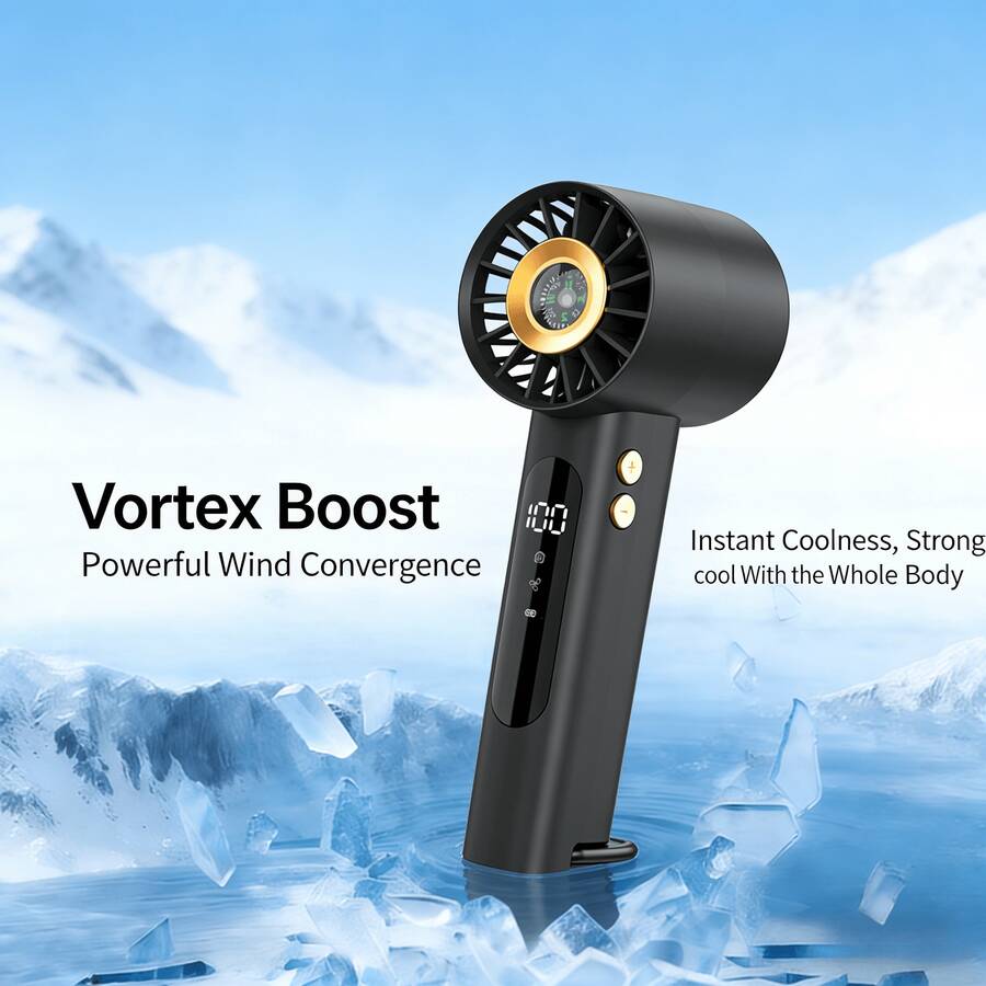 Handheld Digital Display Small Fan, High Power, USB Powered Mini Portable Fan - Handheld - View 1