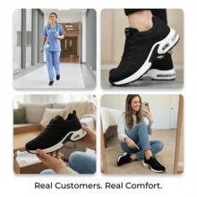 Women's Orthopedic Work Sneakers | 12-Hour Shift Shoes For Foot, Knee & Back Pain Relief, Arch Support, Non-Slip For Nurses & Service Workers - Đỏ - Xem 4